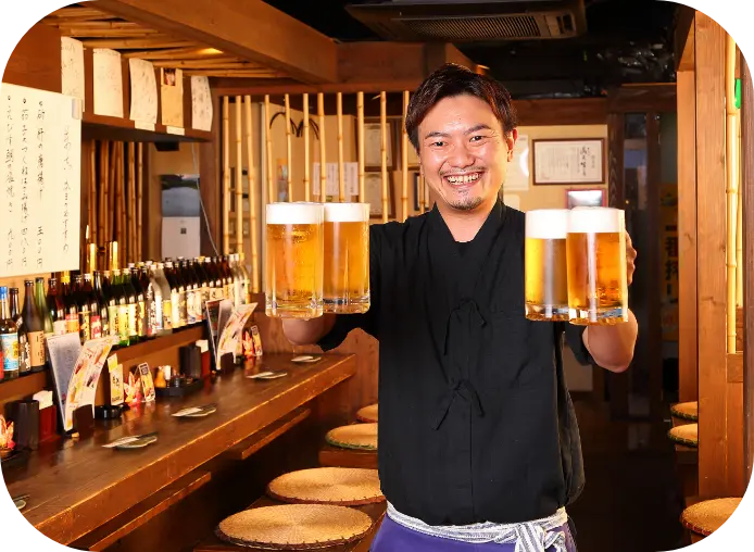 集客アップで喜ぶ店員